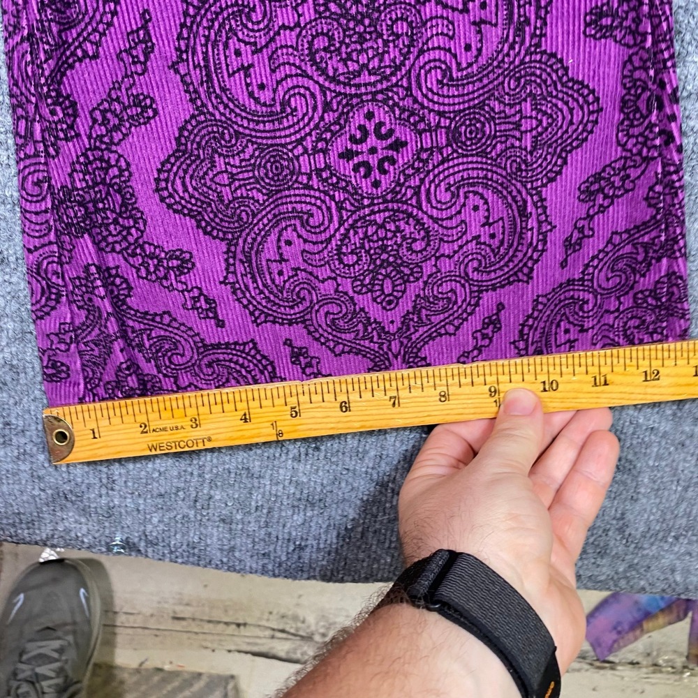 Run & Fly Purple Paisley Corduroy Flare Bell Bottom Pants Size 34L Made in UK - Picture 7 of 11